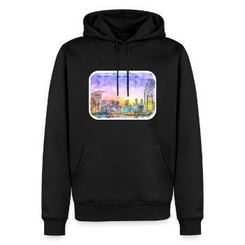 Singapour Aquarelle Esquisse Dessinée à la Main Peinture - Sweat à capuche Premium bio Homme - noir - Devant - Nico (187cm)