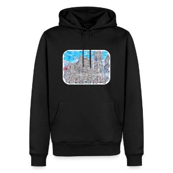 Florence Italie Aquarelle Esquisse Peinture Dessinée - Sweat à capuche Premium bio Homme - noir - Devant - Nico (187cm)