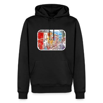 San Miguel De Allende Mexique Aquarelle Esquisse Dra - Sweat à capuche Premium bio Homme - noir - Devant - Nico (187cm)