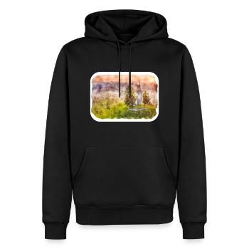 Illustration de l’esquisse à l’aquarelle de Slovénie - Sweat à capuche Premium bio Homme - noir - Devant - Nico (187cm)