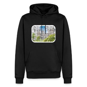 England UK Watercolor Sketch Drawn Illustration - Men’s Premium Organic Hoodie - black - Front - Nico (187cm)