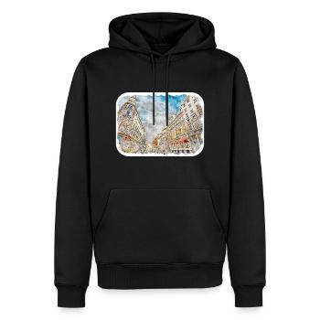Madrid Espagne Aquarelle Esquisse Peinture Dessin - Sweat à capuche Premium bio Homme - noir - Devant - Nico (187cm)