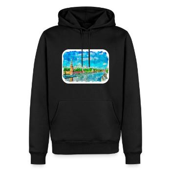 Moscou Russie Aquarelle Esquisse Dessinée Peinture - Sweat à capuche Premium bio Homme - noir - Devant - Nico (187cm)