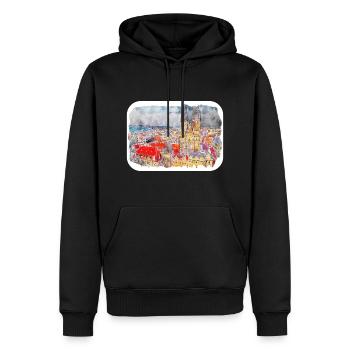 Prag Tschechien Aquarell Skizze Zeichnung - Männer Premium Bio Hoodie - Schwarz - Vorne - Nico (187cm)