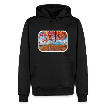 Vancouver Canada Aquarelle Sketch Illustration - Sweat à capuche Premium bio Homme - noir - Devant - Nico (187cm)