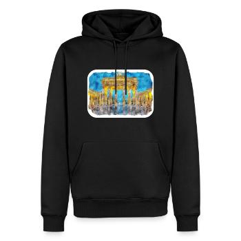 Berlin Allemagne Aquarelle Esquisse Dessinée Peinture - Sweat à capuche Premium bio Homme - noir - Devant - Nico (187cm)