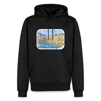 Vienne Autriche Aquarelle Esquisse Peinture - Sweat à capuche Premium bio Homme - noir - Devant - Nico (187cm)
