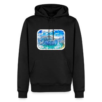 Norvège Aquarelle Esquisse Dessinée à la main Illustration - Sweat à capuche Premium bio Homme - noir - Devant - Nico (187cm)