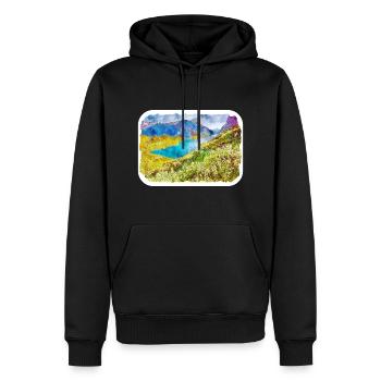 Norvège Aquarelle Esquisse Dessinée à la main Illustration - Sweat à capuche Premium bio Homme - noir - Devant - Nico (187cm)