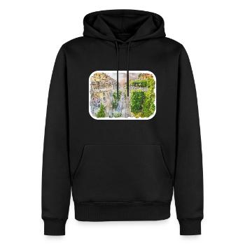 Sorrente Italie Aquarelle Esquisse Dessinée Peinture - Sweat à capuche Premium bio Homme - noir - Devant - Nico (187cm)