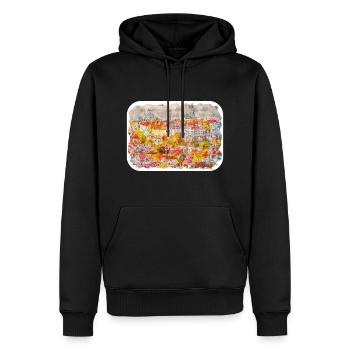 Tallinn Estonie Aquarelle Esquisse Dessinée Illustrati - Sweat à capuche Premium bio Homme - noir - Devant - Nico (187cm)