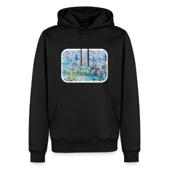 Chicago USA Aquarell Skizze gezeichnete Illustration - Männer Premium Bio Hoodie - Schwarz - Vorne - Nico (187cm)