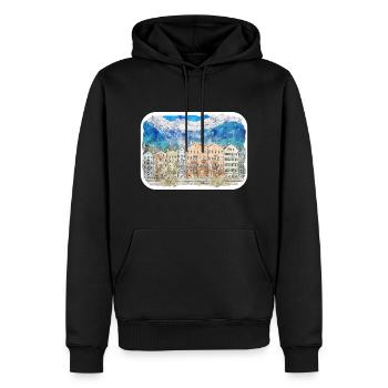 Autriche Aquarelle Esquisse Dessinée à la main Illustration - Sweat à capuche Premium bio Homme - noir - Devant - Nico (187cm)