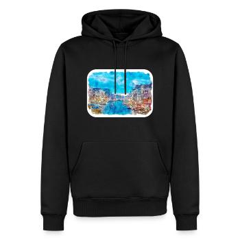 Venedig Italien Aquarell Skizze Malerei Zeichnung - Männer Premium Bio Hoodie - Schwarz - Vorne - Nico (187cm)