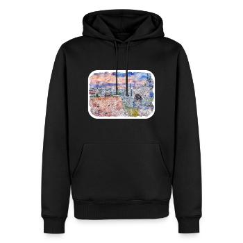 Prager Tschechien Aquarellskizze - Männer Premium Bio Hoodie - Schwarz - Vorne - Nico (187cm)