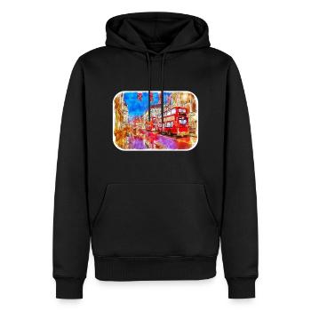 Londres UK Aquarelle Esquisse Dessinée à la Main Peinture - Sweat à capuche Premium bio Homme - noir - Devant - Nico (187cm)