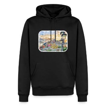 Positano Italie Aquarelle Esquisse Dessinée Illustratio - Sweat à capuche Premium bio Homme - noir - Devant - Nico (187cm)