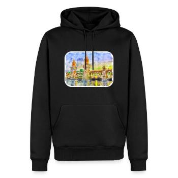 Allemagne Aquarelle Esquisse Dessinée à la main Illustration - Sweat à capuche Premium bio Homme - noir - Devant - Nico (187cm)