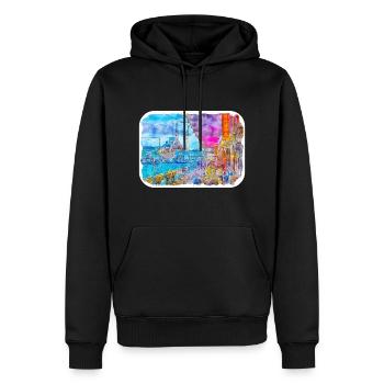 Istanbul Türkei Aquarell Skizze Zeichnung Zeichnung - Männer Premium Bio Hoodie - Schwarz - Vorne - Nico (187cm)