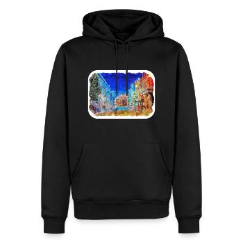 Los Angeles USA Aquarelle Sketch Illustration - Sweat à capuche Premium bio Homme - noir - Devant - Nico (187cm)
