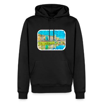 italie croquis aquarelle illustration dessinée à la main - Sweat à capuche Premium bio Homme - noir - Devant - Nico (187cm)