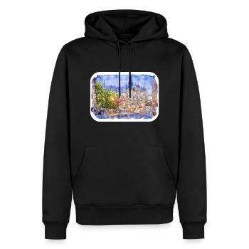 Prag Tschechien Aquarell Skizze Zeichnung - Männer Premium Bio Hoodie - Schwarz - Vorne - Nico (187cm)