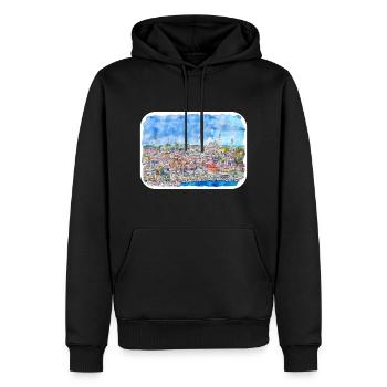 Dinde Aquarelle Esquisse Dessinée à la main Illustration - Sweat à capuche Premium bio Homme - noir - Devant - Nico (187cm)