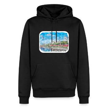 Moscou Russie Aquarelle Sketch Illustration - Sweat à capuche Premium bio Homme - noir - Devant - Nico (187cm)