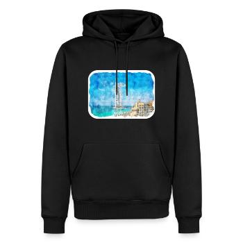 Dubai Uae Aquarellskizze handgezeichnete Malerei - Männer Premium Bio Hoodie - Schwarz - Vorne - Nico (187cm)