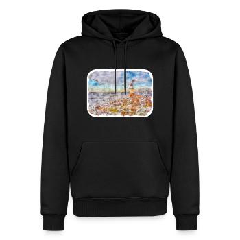 Norvège Aquarelle Esquisse Dessinée à la main Illustration - Sweat à capuche Premium bio Homme - noir - Devant - Nico (187cm)
