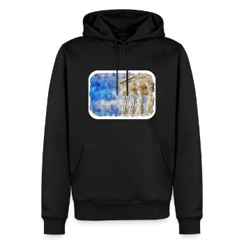 Athènes Grèce Aquarelle Esquisse Dessinée Peinture - Sweat à capuche Premium bio Homme - noir - Devant - Nico (187cm)