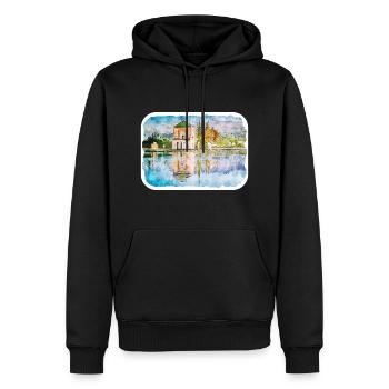 Marrakech Maroc Aquarelle Esquisse Dessinée Paintin - Sweat à capuche Premium bio Homme - noir - Devant - Nico (187cm)