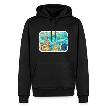 Rome Italie croquis aquarelle peinture dessinée à la main - Sweat à capuche Premium bio Homme - noir - Devant - Nico (187cm)