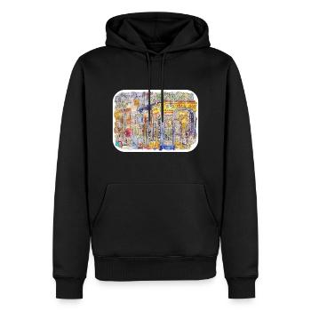 Europe croquis aquarelle illustration dessinée à la main - Sweat à capuche Premium bio Homme - noir - Devant - Nico (187cm)