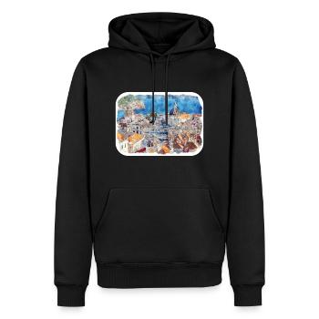 Dubrovnik Kroatien Aquarell Skizze Illustration - Männer Premium Bio Hoodie - Schwarz - Vorne - Nico (187cm)