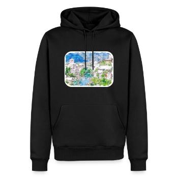 Bosnie repère aquarelle croquis peinture dessin - Sweat à capuche Premium bio Homme - noir - Devant - Nico (187cm)