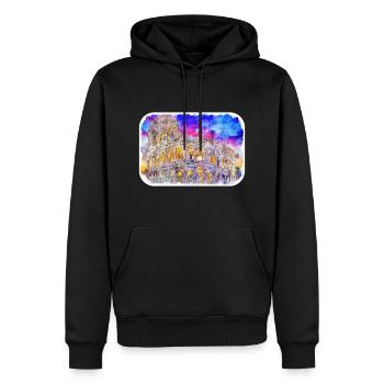 italie croquis aquarelle illustration dessinée à la main - Sweat à capuche Premium bio Homme - noir - Devant - Nico (187cm)