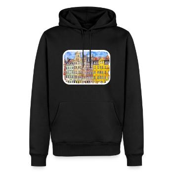 Polen Landmark Aquarell Skizze Farbe Zeichnung - Männer Premium Bio Hoodie - Schwarz - Vorne - Nico (187cm)