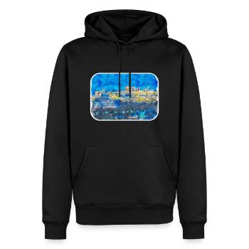 Athènes, grèce, aquarelle, croquis, illustration - Sweat à capuche Premium bio Homme - noir - Devant - Nico (187cm)