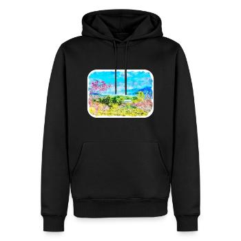 China-Aquarell-Skizzen-handgezeichnete Illustration - Männer Premium Bio Hoodie - Schwarz - Vorne - Nico (187cm)