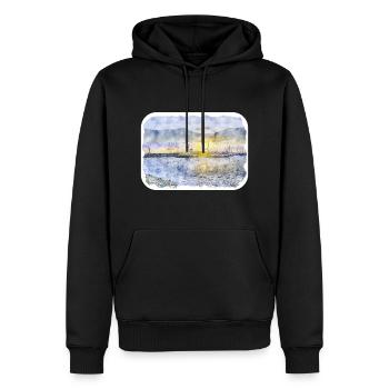 Illustration de croquis aquarelle Dublin Irlande Royaume-Uni - Sweat à capuche Premium bio Homme - noir - Devant - Nico (187cm)