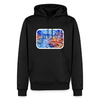 italie croquis aquarelle illustration dessinée à la main - Sweat à capuche Premium bio Homme - noir - Devant - Nico (187cm)