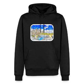 Madrid Espagne Aquarelle Esquisse Peinture Dessin - Sweat à capuche Premium bio Homme - noir - Devant - Nico (187cm)