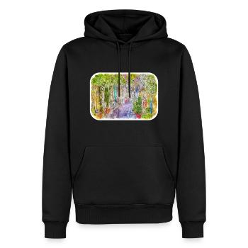 Athènes, grèce, aquarelle, croquis, illustration - Sweat à capuche Premium bio Homme - noir - Devant - Nico (187cm)