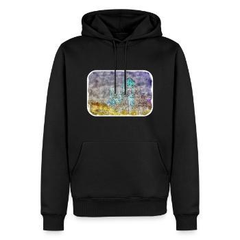 Berlin Allemagne Aquarelle Croquis Dessiné Peinture - Sweat à capuche Premium bio Homme - noir - Devant - Nico (187cm)