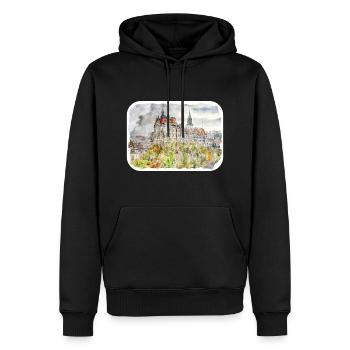 Allemagne croquis aquarelle illustration dessinée à la main - Sweat à capuche Premium bio Homme - noir - Devant - Nico (187cm)