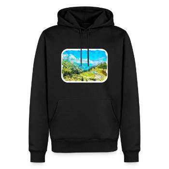 Indonésie Croquis Aquarelle Peinture Dessinée À La Main - Sweat à capuche Premium bio Homme - noir - Devant - Nico (187cm)