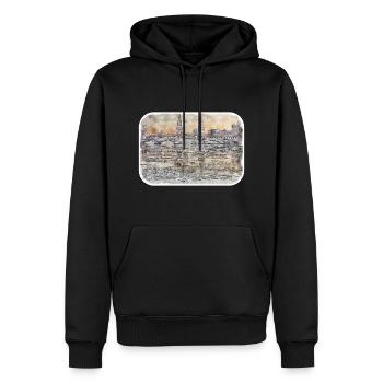 Berlin Allemagne Aquarelle Croquis Dessiné Peinture - Sweat à capuche Premium bio Homme - noir - Devant - Nico (187cm)