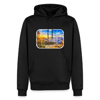 Australie croquis aquarelle peinture dessinée à la main - Sweat à capuche Premium bio Homme - noir - Devant - Nico (187cm)