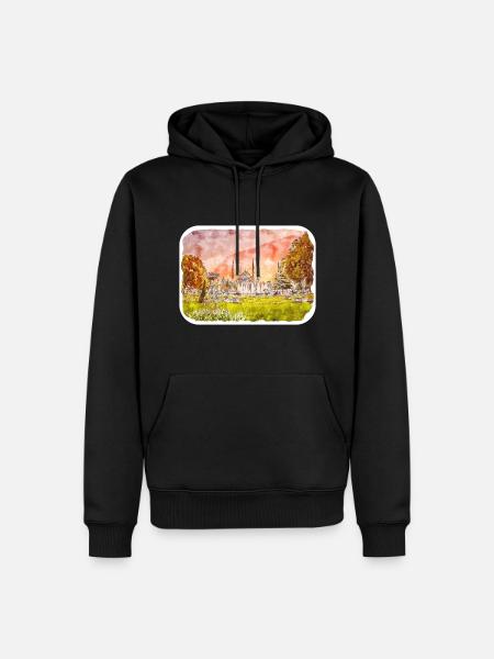 Tyrkiet akvarel skitse håndtegnet illustration - Herre Premium økologisk hoodie - sort